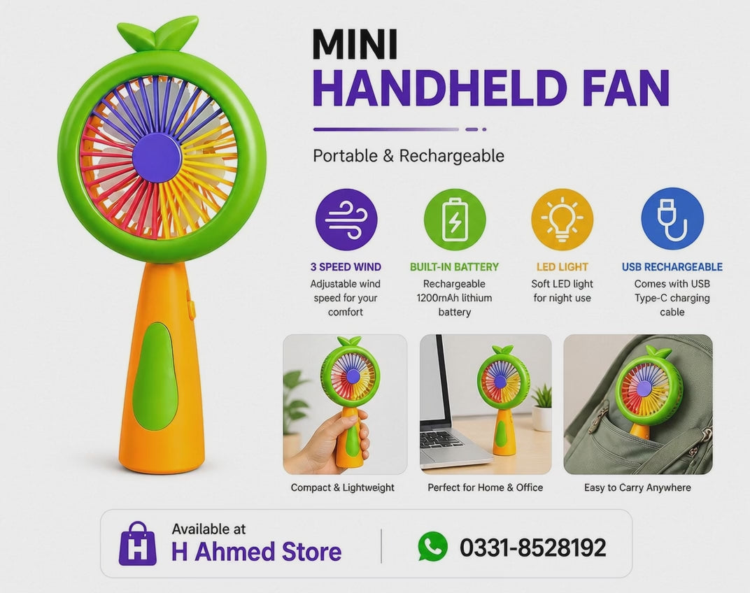 Mini Handheld Fan LED Light