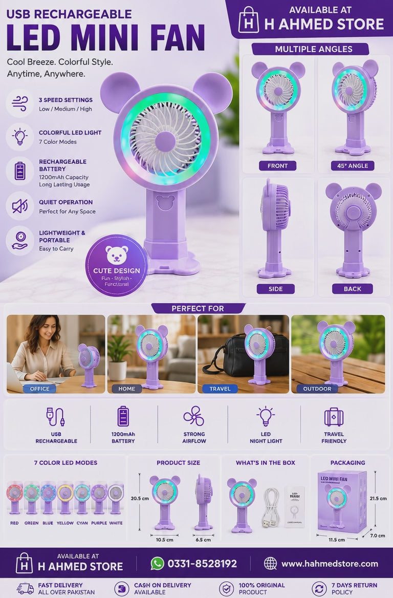 Fan with Colorful Night Light