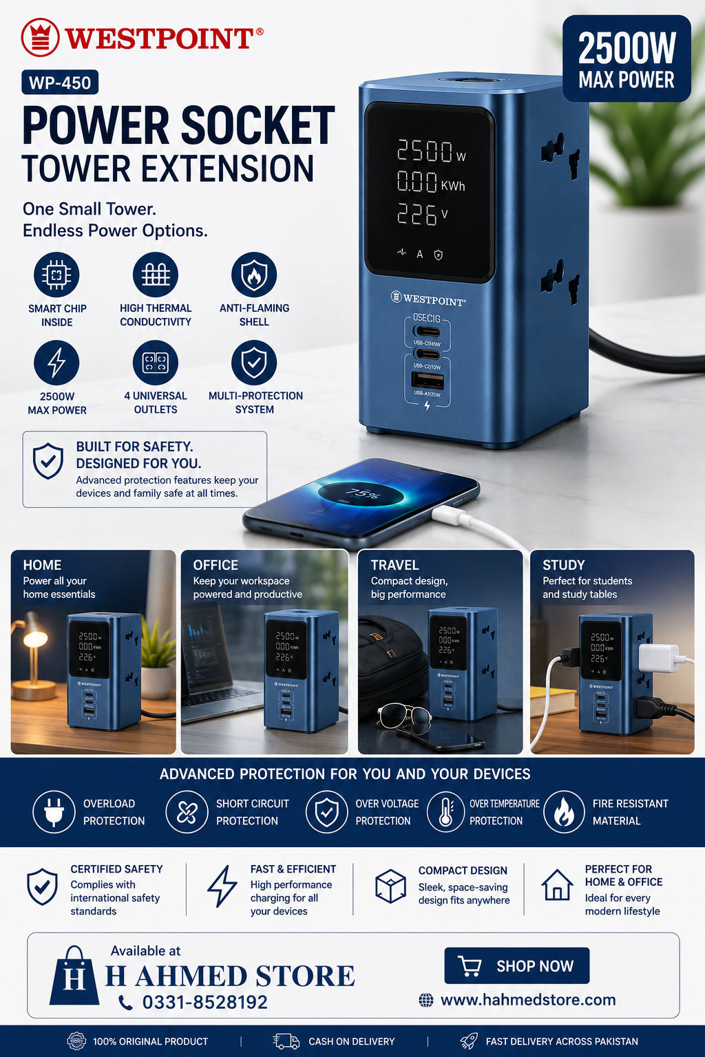 WESTPOINT WP-450 Power Socket Tower Extension
