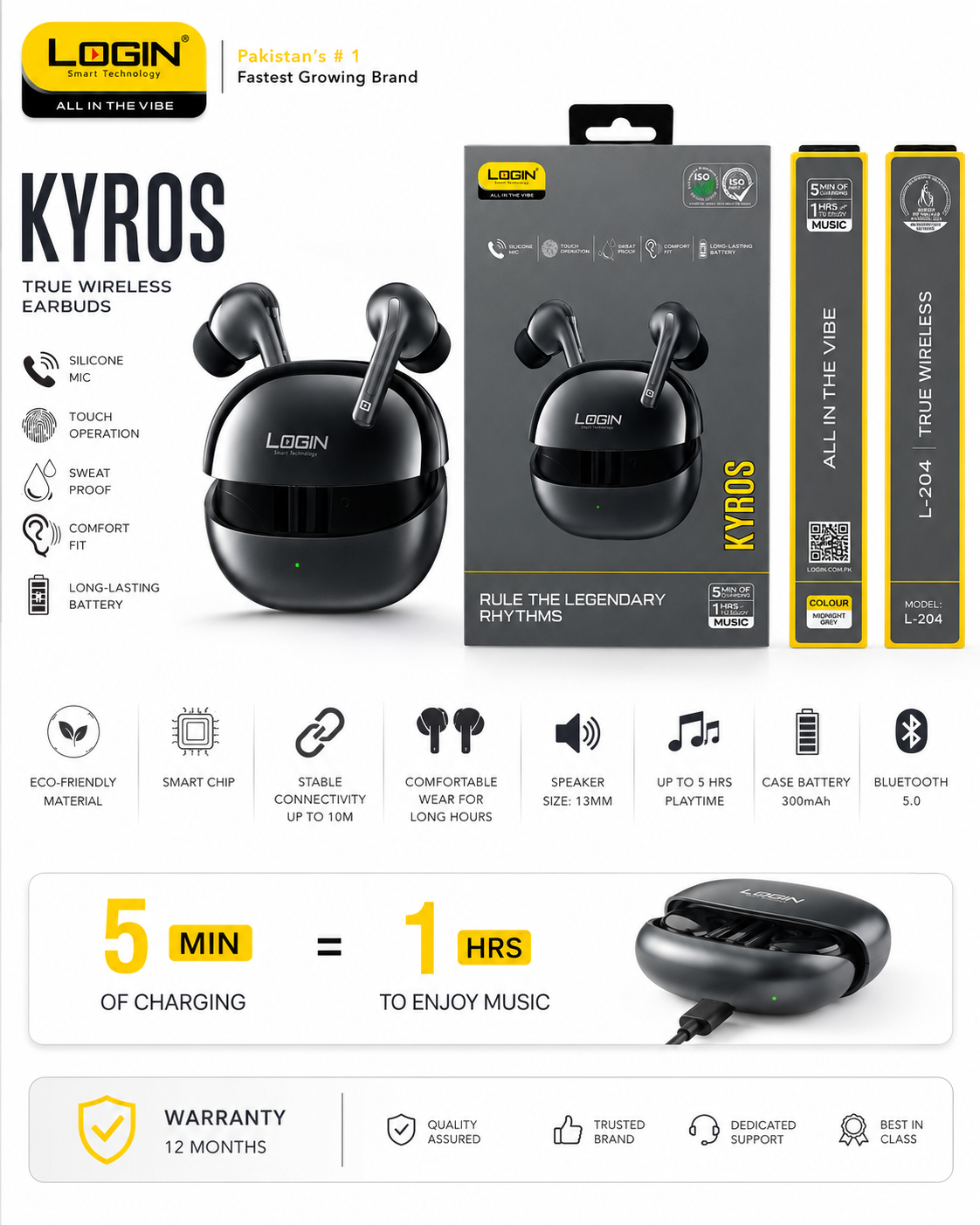 LOGIN KYROS True Wireless Earbuds (L-204)