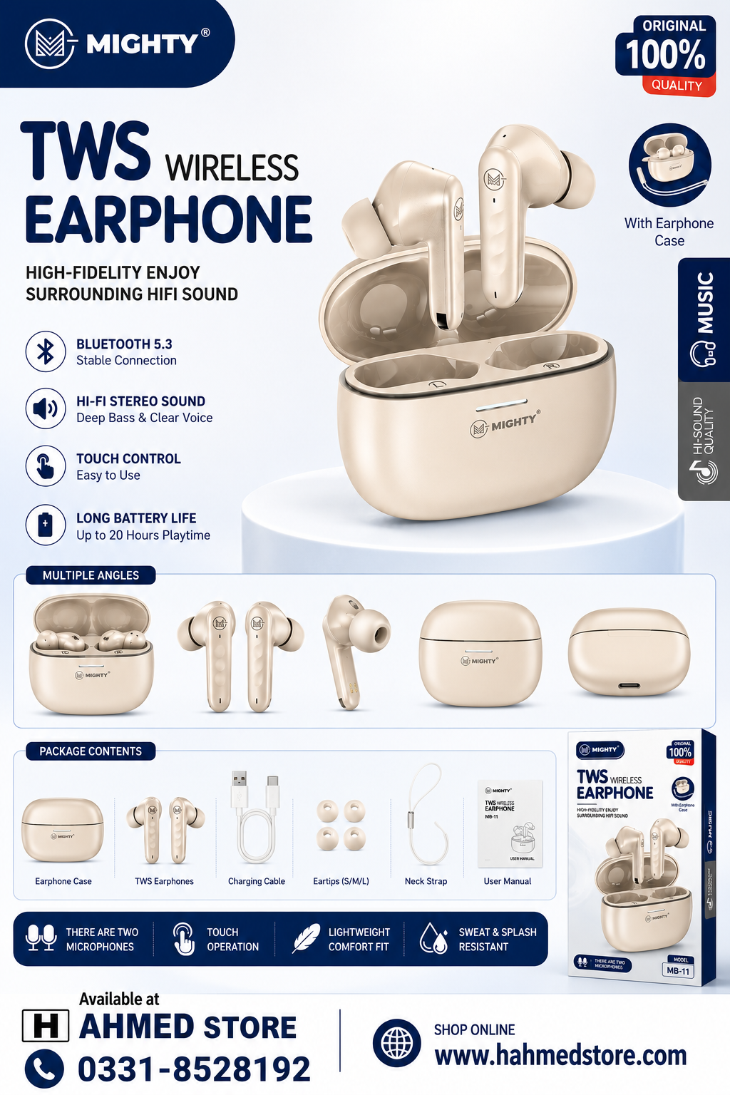 MIGHTY MB-11 TWS Wireless Earbuds