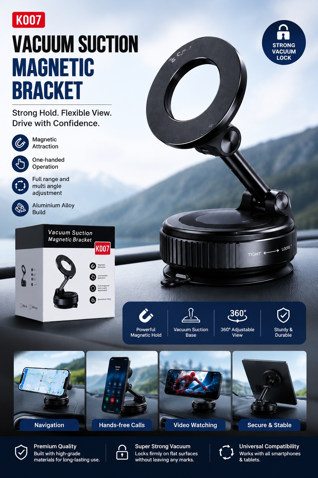 K007 Vacuum Suction Magnetic Car Mount