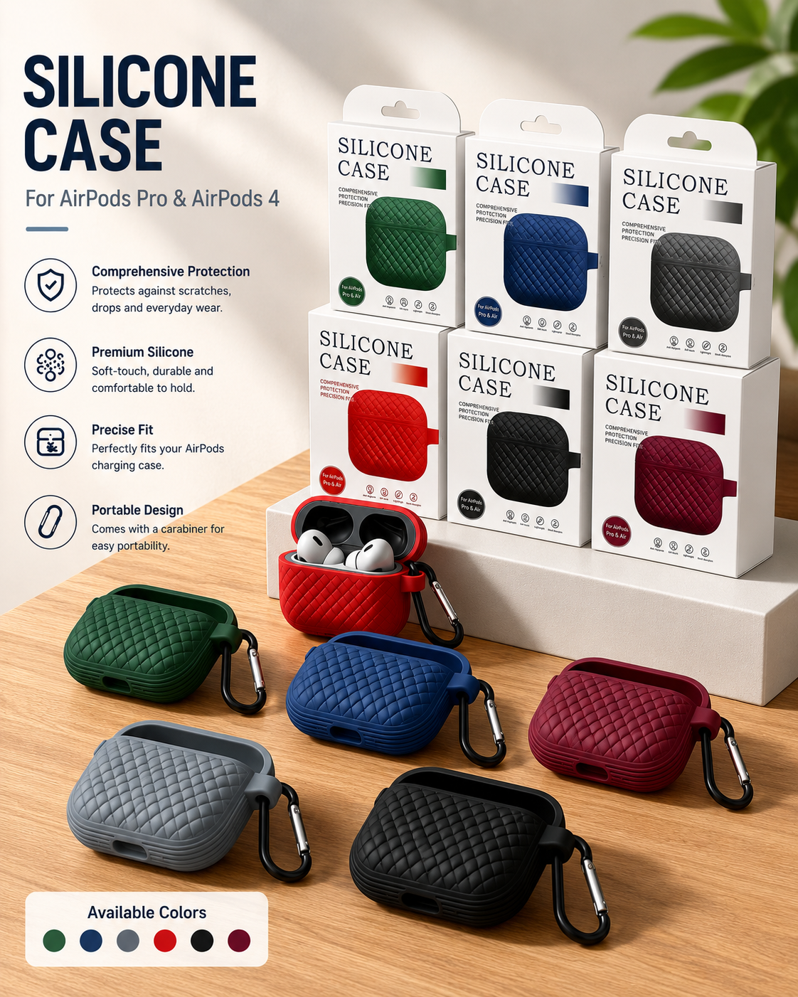 Silicone Protective Case for AirPods Pro & AirPods 4