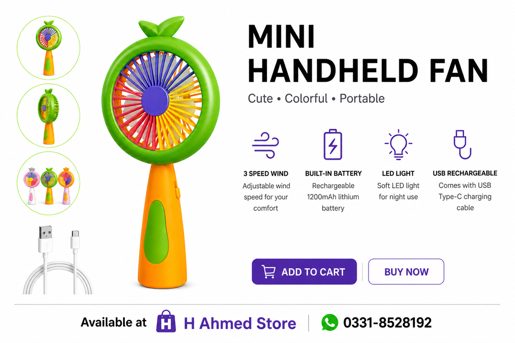 Mini Handheld Fan LED Light