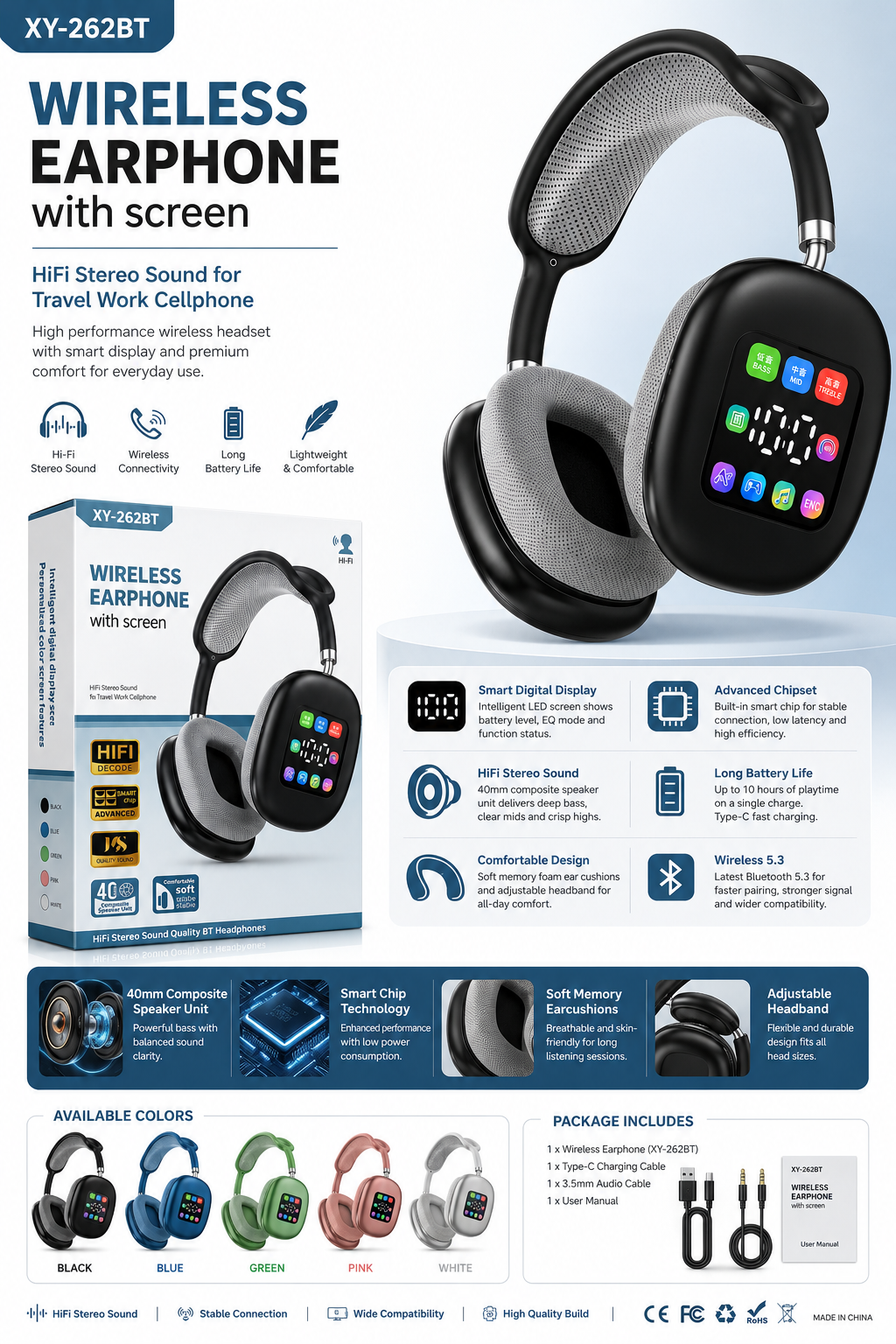 XY-262BT Wireless Bluetooth Headphones