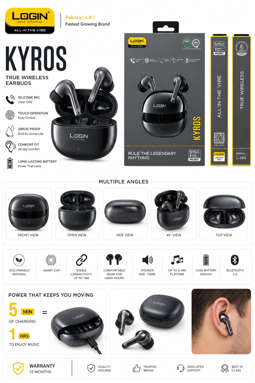 LOGIN KYROS True Wireless Earbuds (L-204)