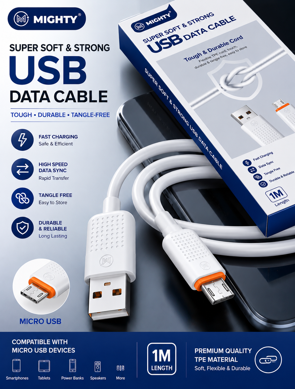 MIGHTY MG-026M  Micro USB Data Cable