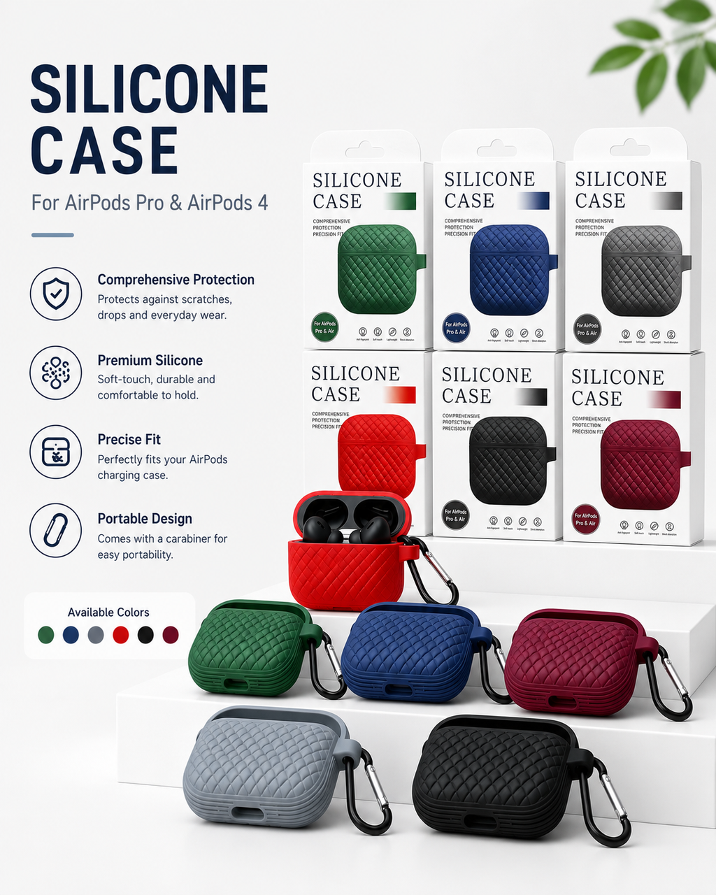 Silicone Protective Case for AirPods Pro & AirPods 4