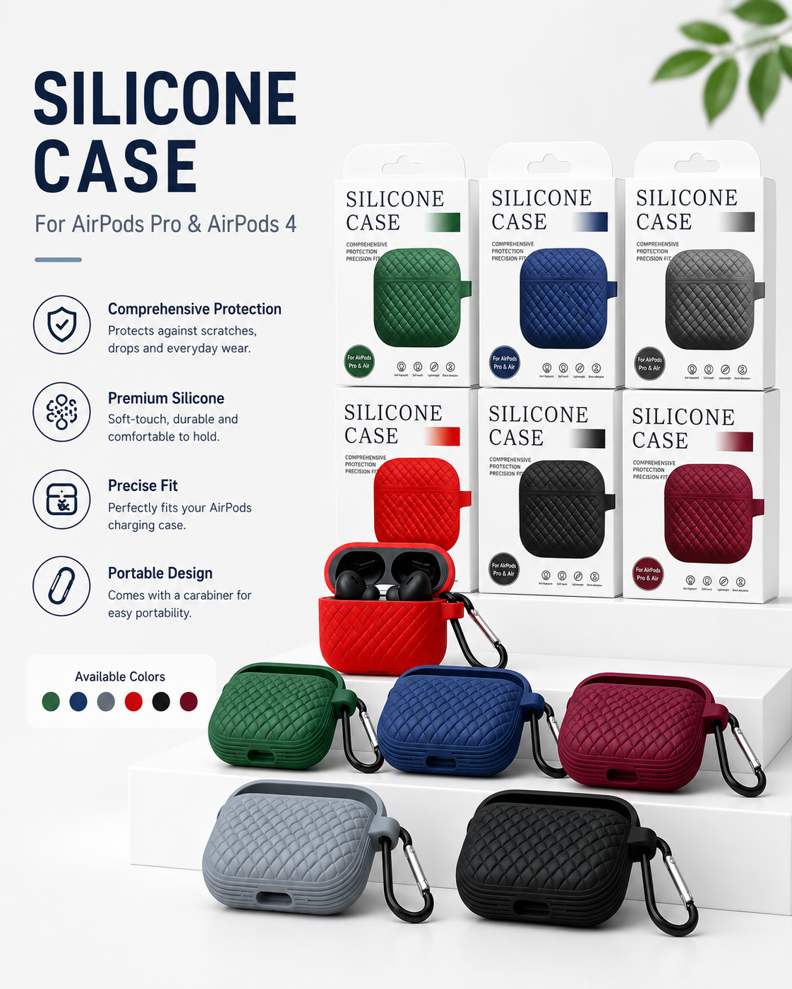 Silicone Protective Case for AirPods Pro & AirPods 4