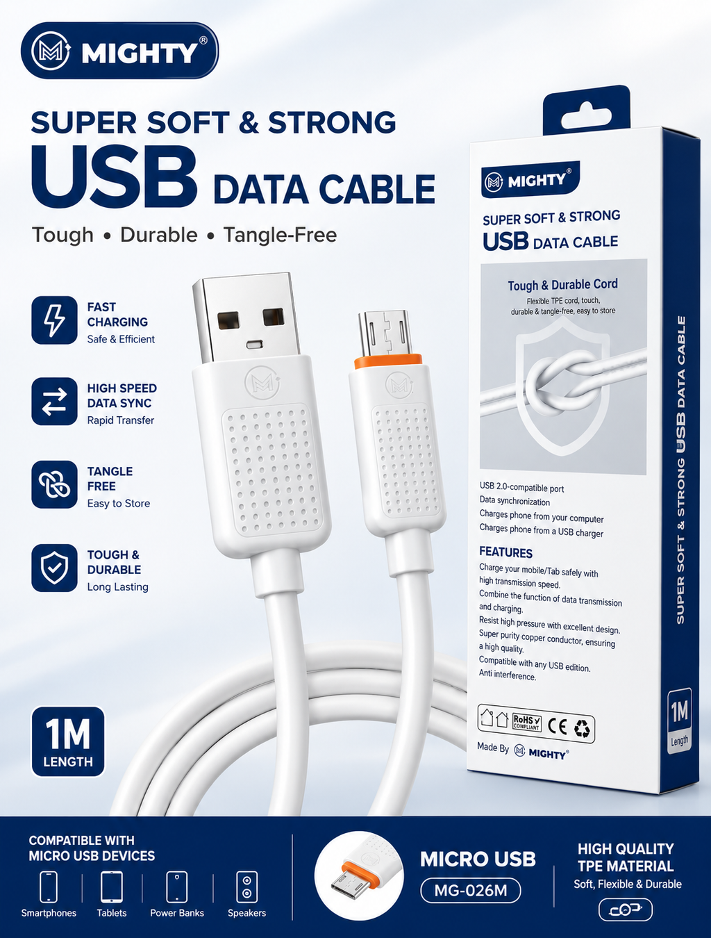 MIGHTY MG-026M  Micro USB Data Cable