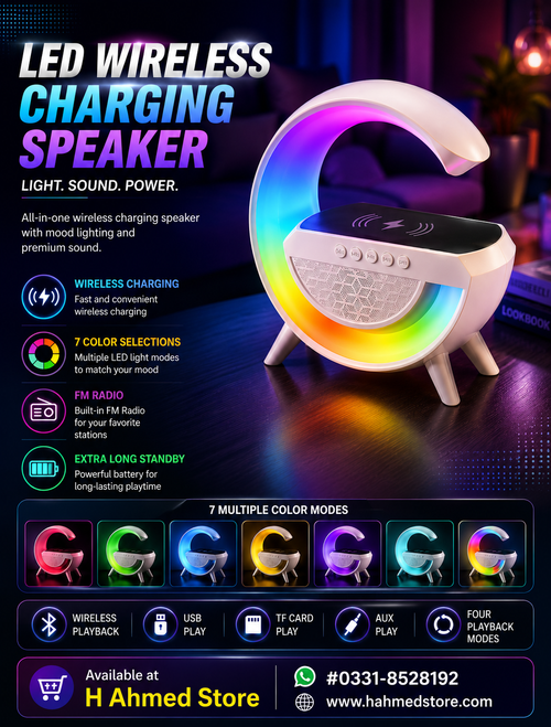 Bluetooth Speaker with Wireless Charger & Night Lamp