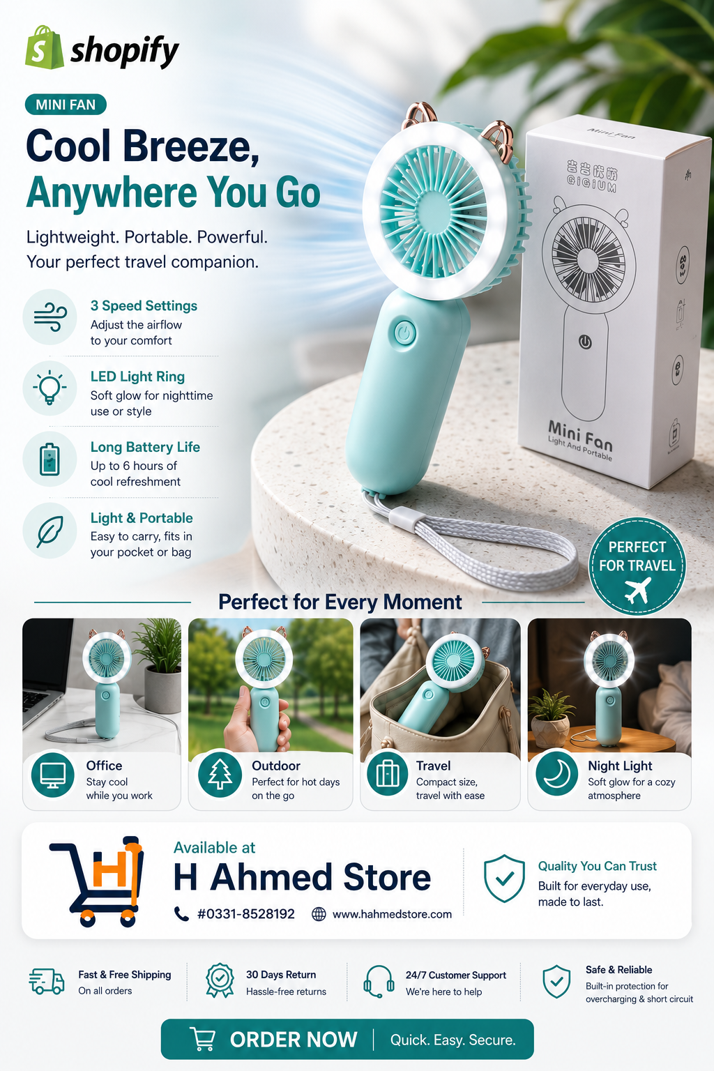 Stay cool anywhere with this adorable and portable Mini Fan
