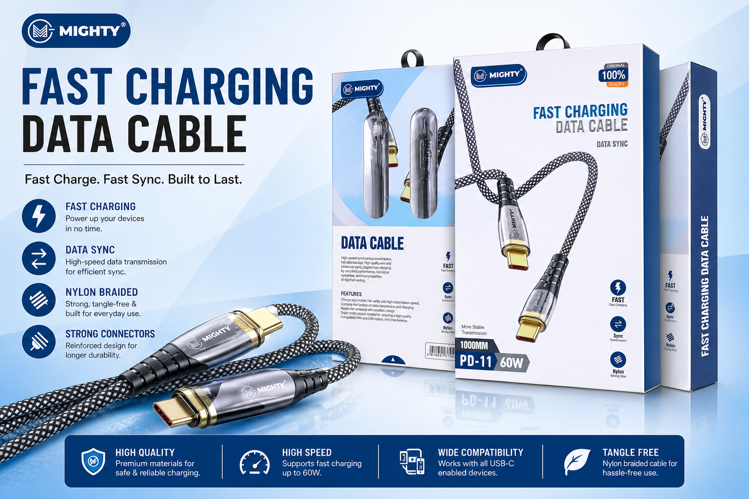 MIGHTY PD-11 Fast Charging Data Cable (60W)