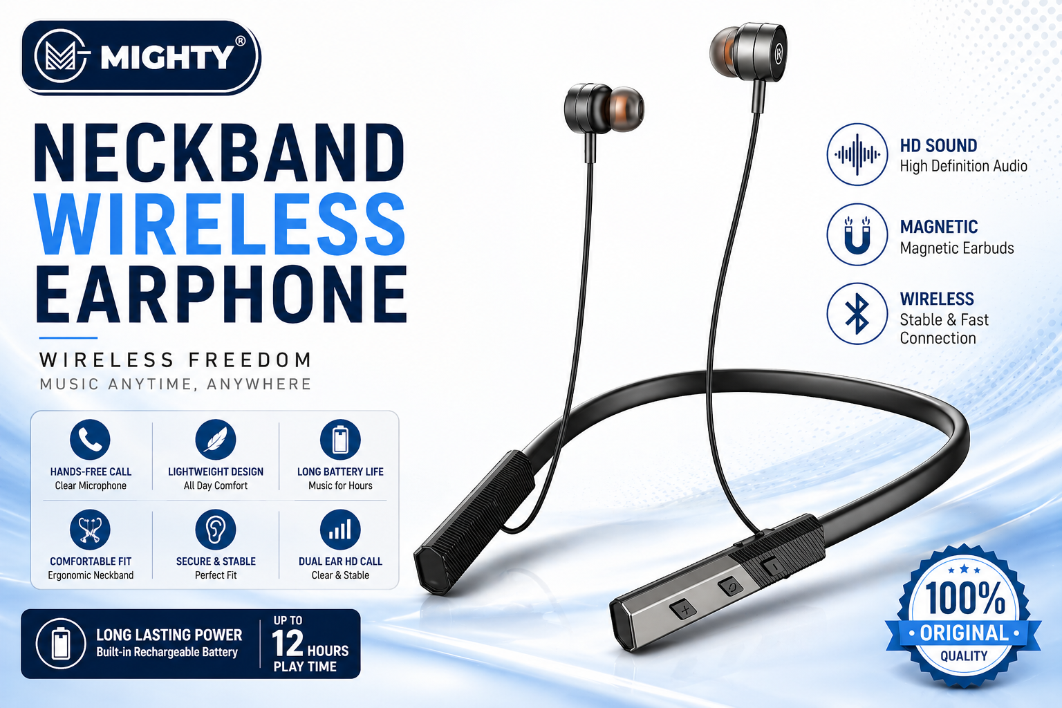 Mighty M-126 Neckband Wireless Earphones