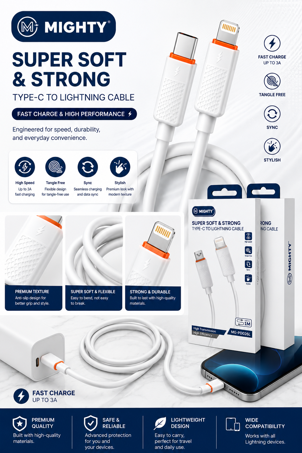 MIGHTY PD-026L Type-C to Lightning Cable