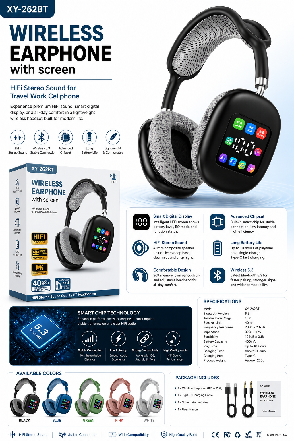 XY-262BT Wireless Bluetooth Headphones
