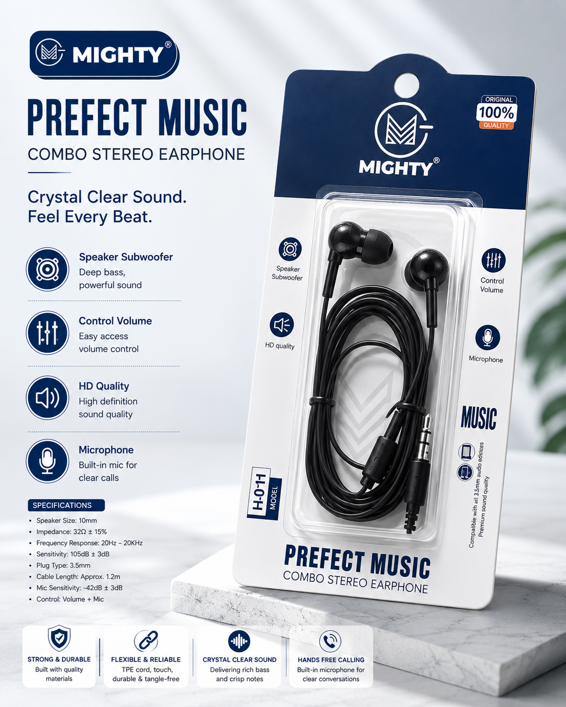 MIGHTY H-011 - Earphones with Microphone