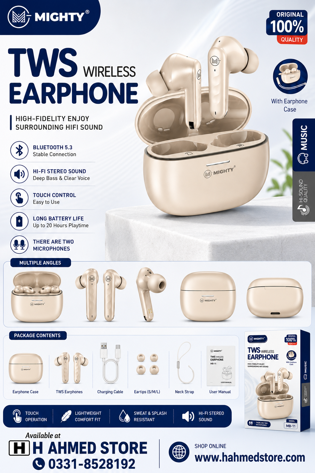 MIGHTY MB-11 TWS Wireless Earbuds
