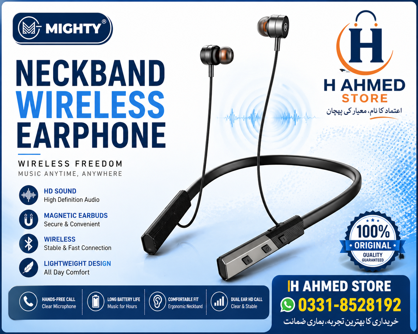 Mighty M-126 Neckband Wireless Earphones