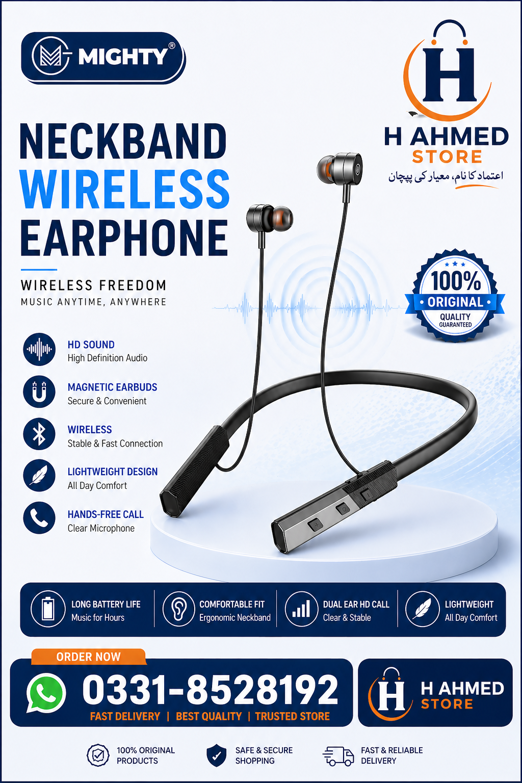 Mighty M-126 Neckband Wireless Earphones